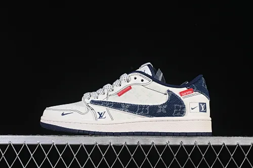 All categories Air Jordan Jordan series basketball shoes Air Jordan 1 Low High-end customized low-top sneakers Travis Scott x Fragment Design x Air Jordan 1 Low OG SP AJ1 Joe 1 LV joint blue denim woven label low-top cultural casual sneakers CX5050-Y16